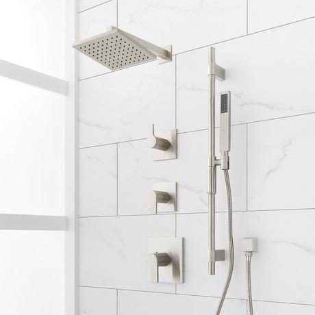 Hibiscus Thermostatic Shower System with Slide Bar and Hand Shower