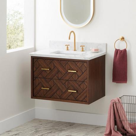 30" Patzi Wall-Mount Vanity with Rectangular Undermount Sink - Chocolate Bark Brown